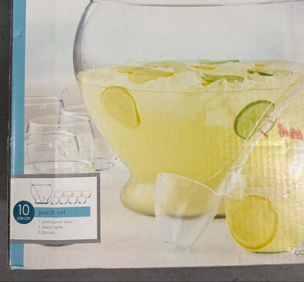 Dailyware 10 Piece Glass Punch Bowl Set
